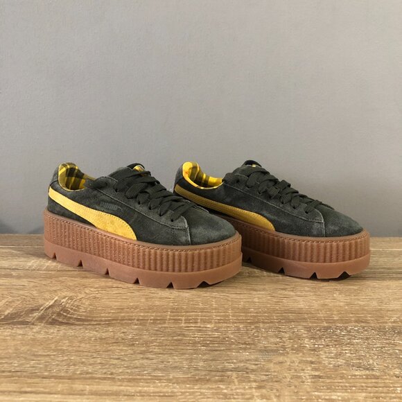 NWOB Puma x Rihanna Fenty Womens 7.5 Green Suede Leather Cleated Creeper Lace-Up - Picture 2 of 11